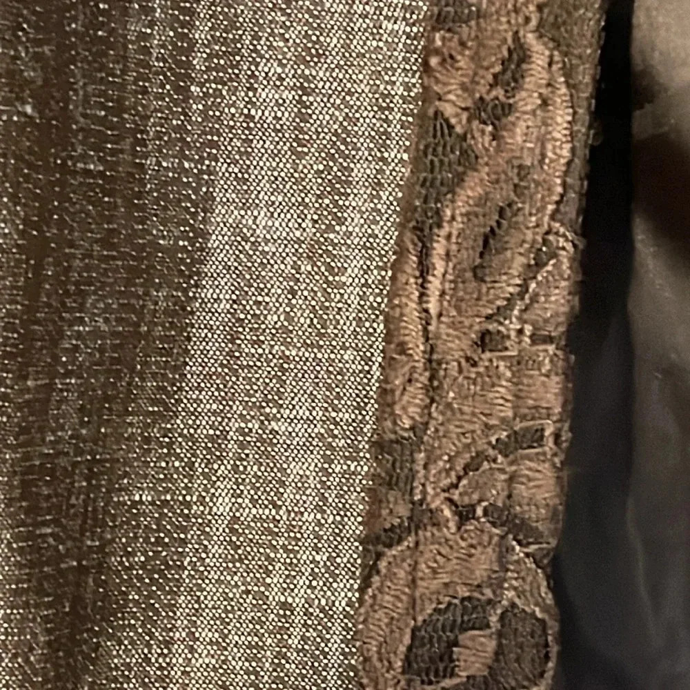 Coldwater Creek | Brown jacket/blazer with lace trim Women’s size 24 linen look - Picture 4 of 11